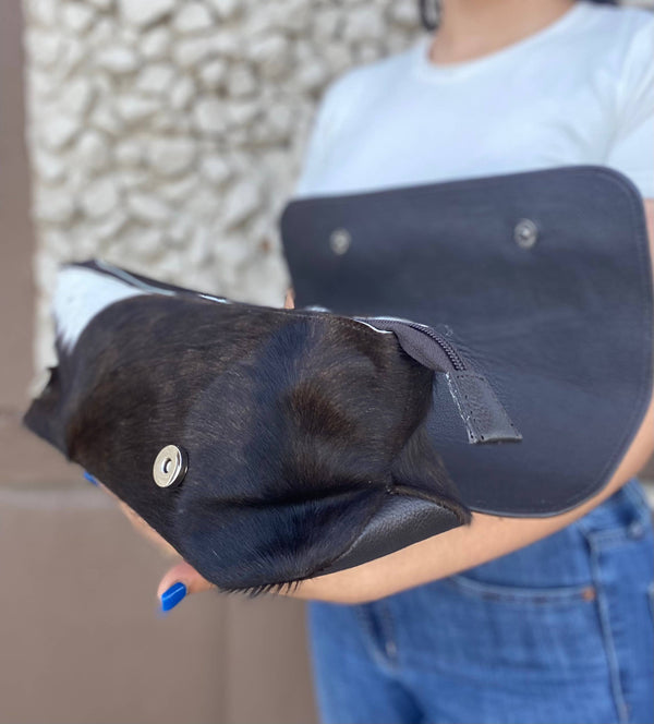 Brown Large Cowhide Makeup Bag