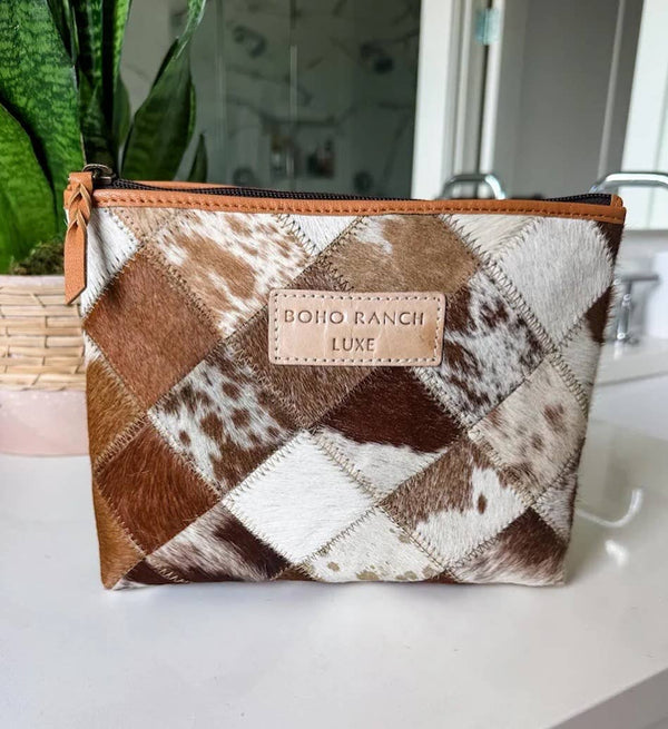 BOHO LUXE MAKEUP bag Genuine Hair On travel