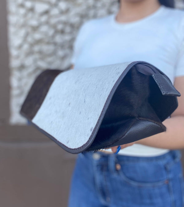 Brown Large Cowhide Makeup Bag