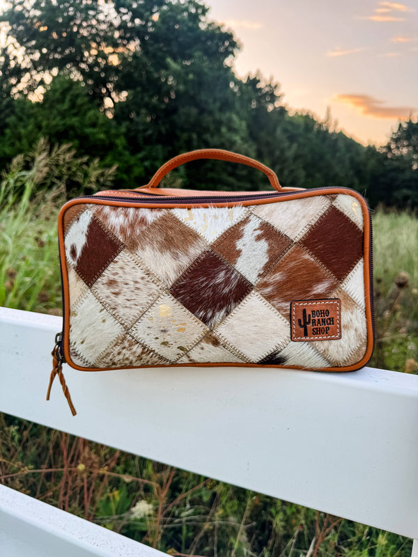 COWHIDE COSMETICS TRAVEL bag Genuine Hair On Leather makeup