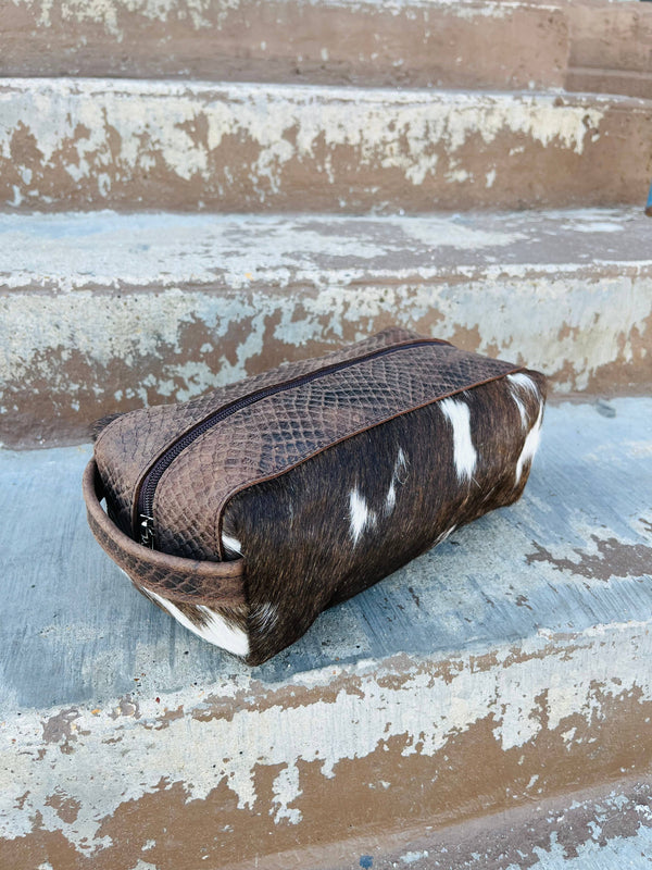 Leather & Cowhide Kit Bag - Toiletry - shaving kit