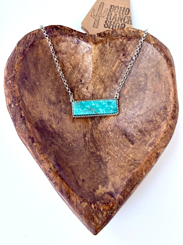 Western Style Stone Bar Pendant Necklace