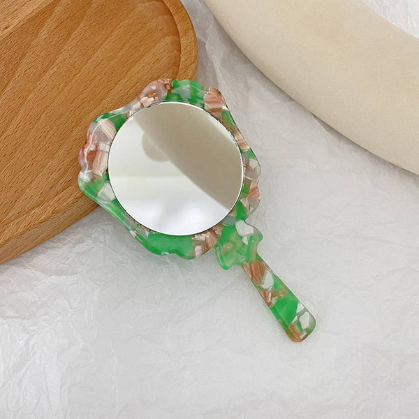 Vintage Acetate Handheld Round Makeup Mirror_CWMM6399