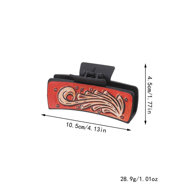 Western Cowgirl Hair Claw -Horsehair Leather Clip_CWAHA07309