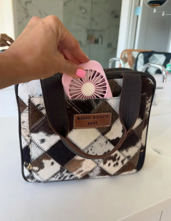 BOHO LUXE TRAVEL hanging bag Genuine HairOn leather toiletry