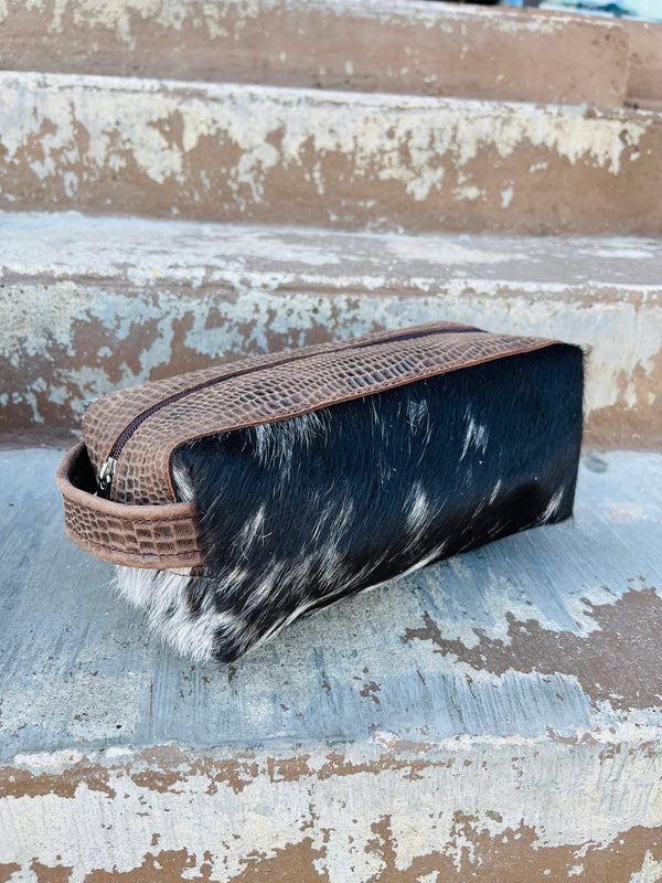 Leather & Cowhide Kit Bag - Toiletry - shaving kit