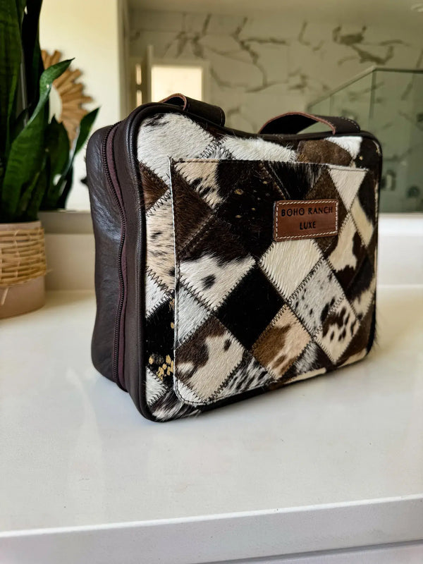 BOHO LUXE TRAVEL hanging bag Genuine HairOn leather toiletry