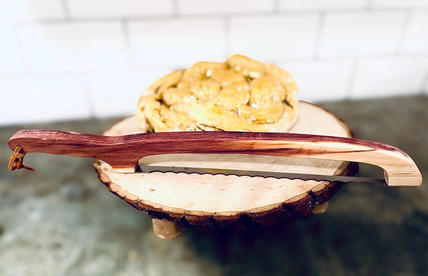 Handmade Sourdough Bread Knife Serrated Wooden Walnut Handle