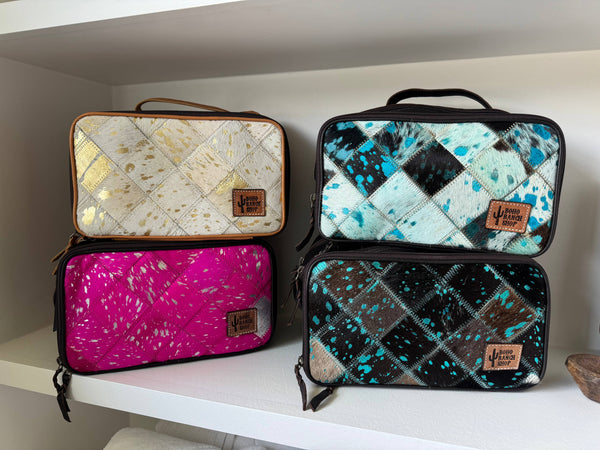 COWHIDE COSMETICS TRAVEL bag Genuine Hair On Leather makeup