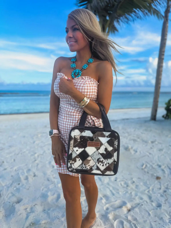BOHO LUXE TRAVEL hanging bag Genuine HairOn leather toiletry