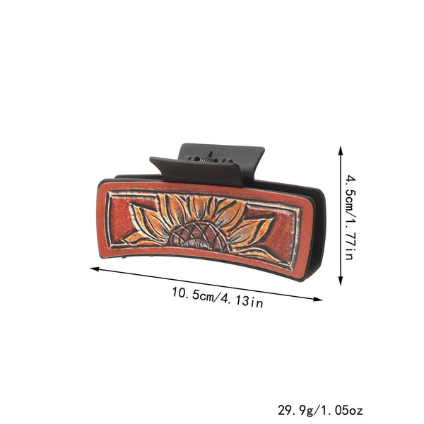 Western Cowgirl Hair Claw -Horsehair Leather Clip_CWAHA07309