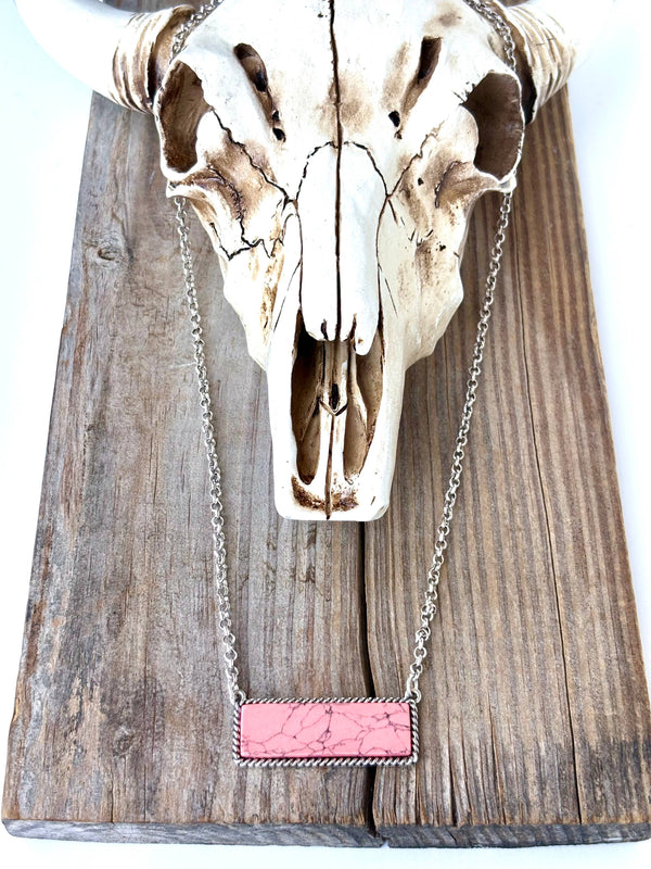 Western Style Stone Bar Pendant Necklace