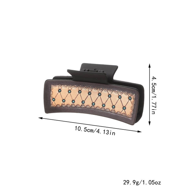 Western Cowgirl Hair Claw -Horsehair Leather Clip_CWAHA07309