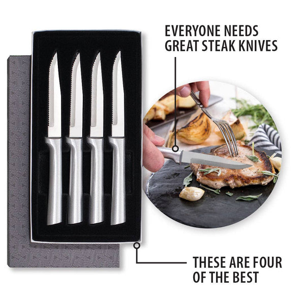 Silver Four Serrated Steak Knives Gift Set