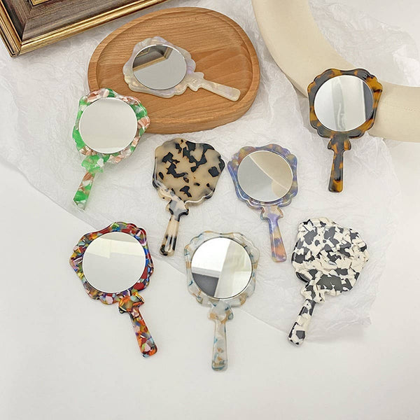 Vintage Acetate Handheld Round Makeup Mirror_CWMM6399