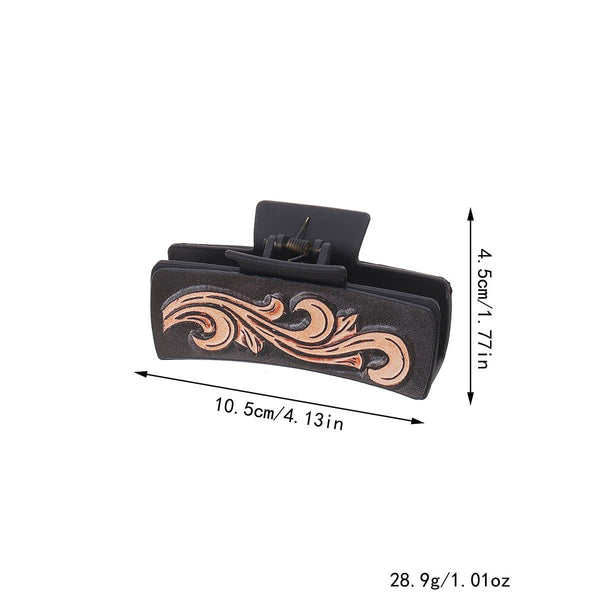 Western Cowgirl Hair Claw -Horsehair Leather Clip_CWAHA07309