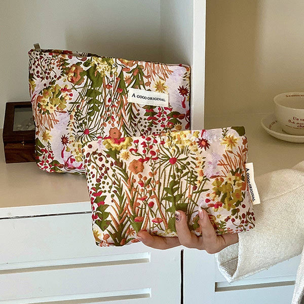 Color Block Floral Makeup Bag Travel Wash Pouch_CUAB00701