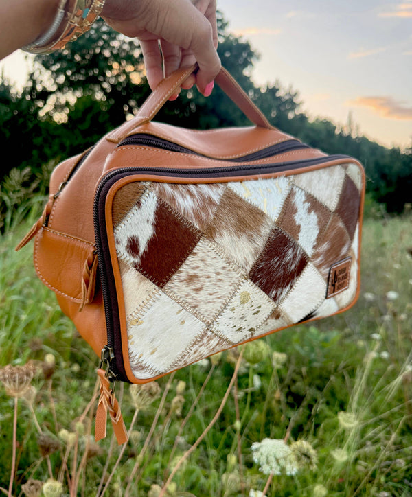 COWHIDE COSMETICS TRAVEL bag Genuine Hair On Leather makeup