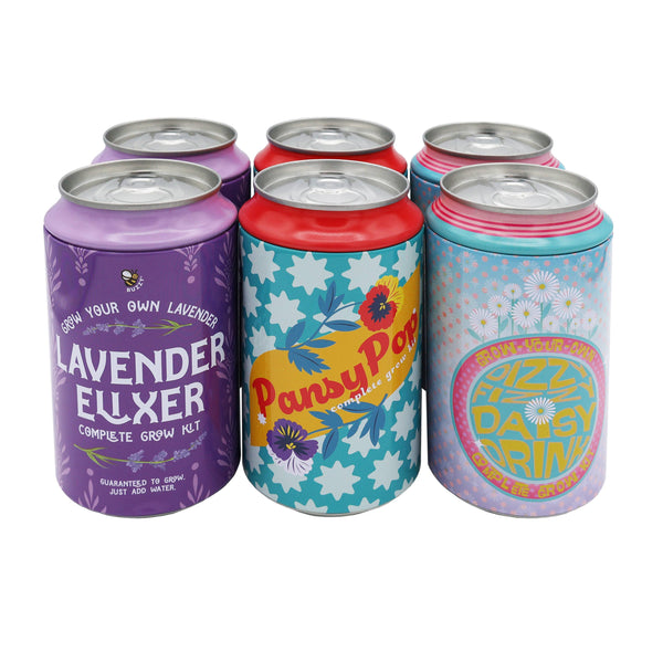 Soda Can Flower Grow Kit | Lavender Daisy Pansy | Garden Set