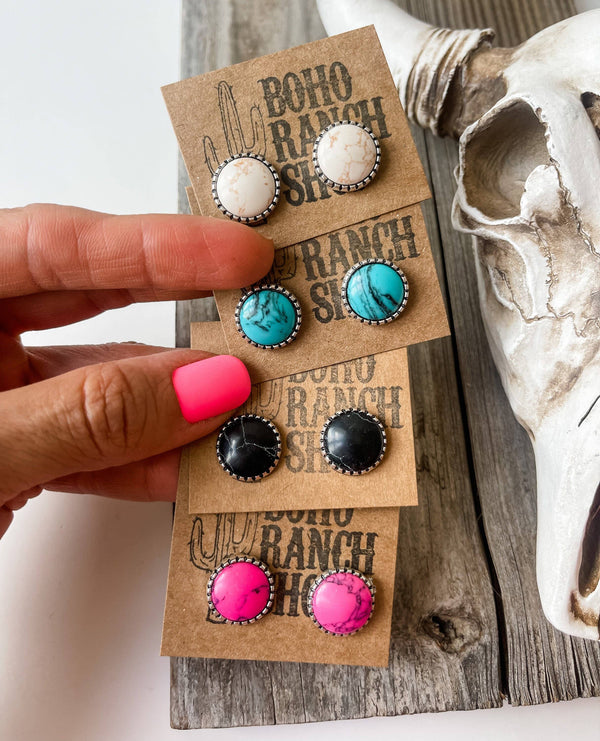 Western Round Stud Earrings