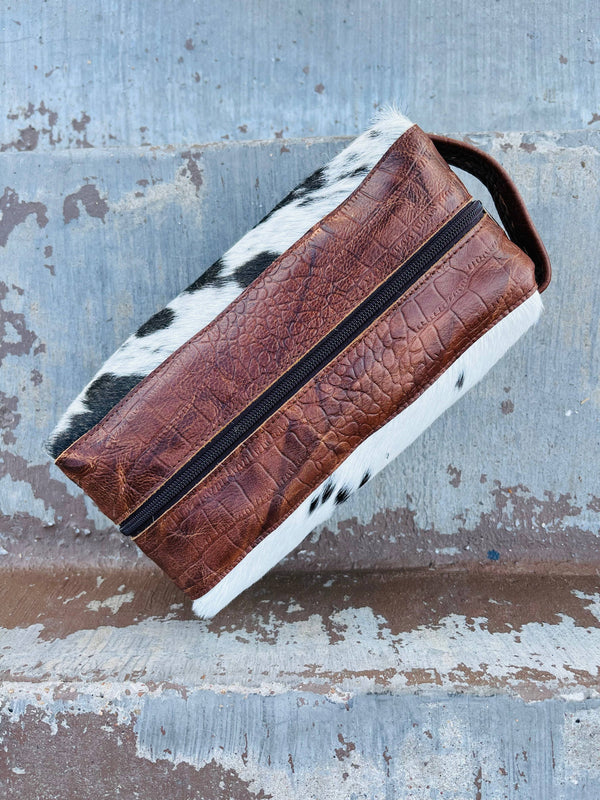 Leather & Cowhide Kit Bag - Toiletry - shaving kit