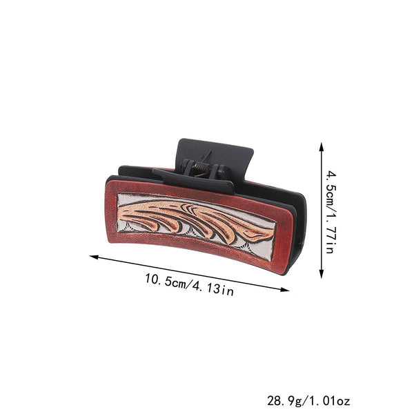 Western Cowgirl Hair Claw -Horsehair Leather Clip_CWAHA07309
