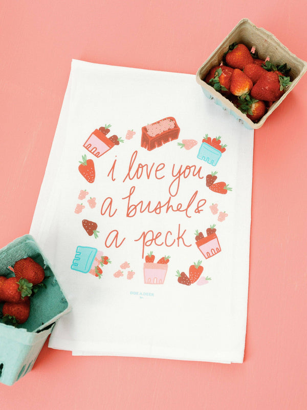 Bushel & A Peck Flour Sack Tea Towel | Valentine's Day