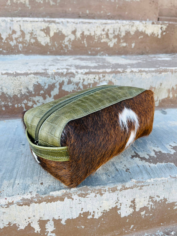 Leather & Cowhide Kit Bag - Toiletry - shaving kit