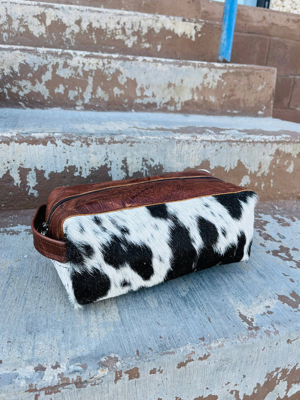 Leather & Cowhide Kit Bag - Toiletry - shaving kit