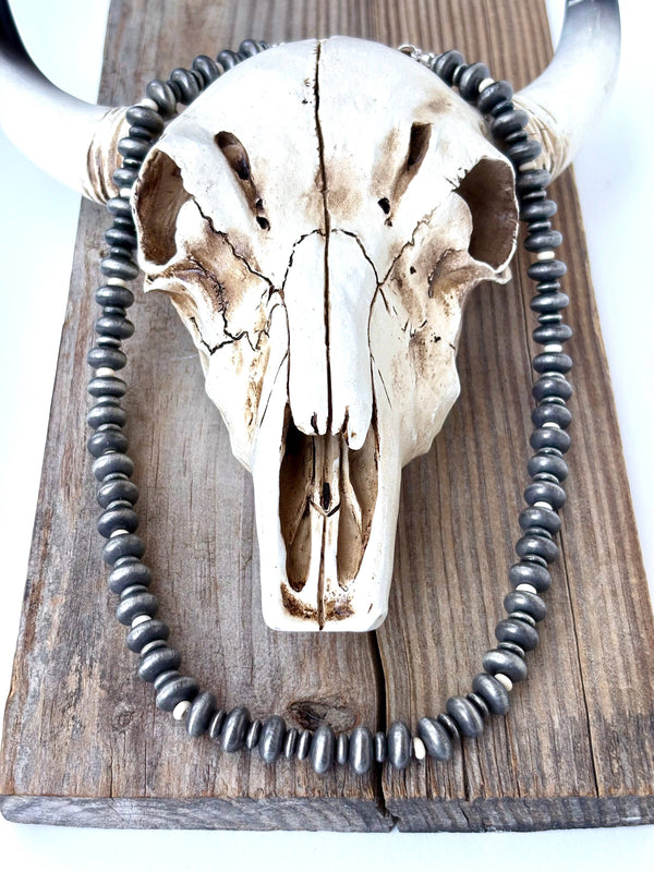 Western Style Flat Navajo Pearl & Stone Beaded Necklace