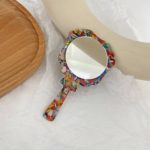 Vintage Acetate Handheld Round Makeup Mirror_CWMM6399