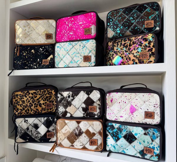 COWHIDE COSMETICS TRAVEL bag Genuine Hair On Leather makeup