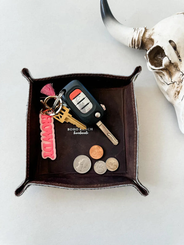 COWHIDE LEATHER TRAY - jewelry storage keys 