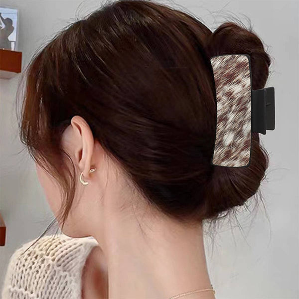 Western Cowgirl Hair Claw -Horsehair Leather Clip_CWAHA07309