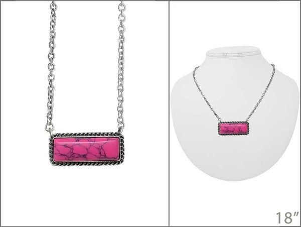 Western Semi Stone Bar Necklace