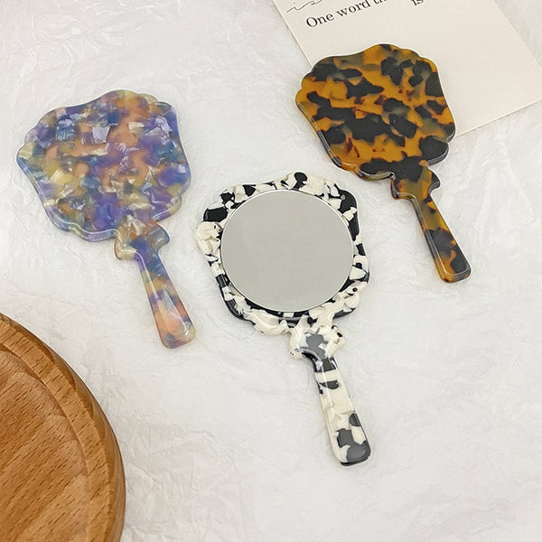 Vintage Acetate Handheld Round Makeup Mirror_CWMM6399