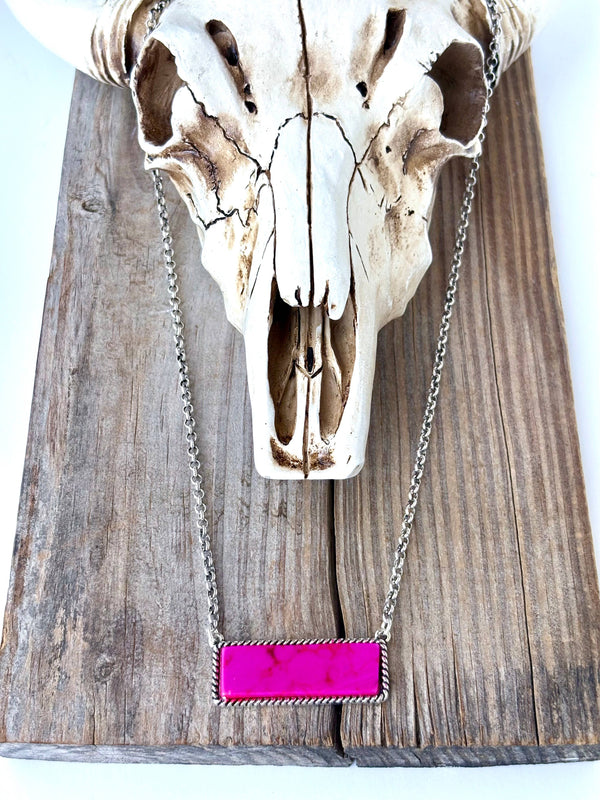 Western Style Stone Bar Pendant Necklace