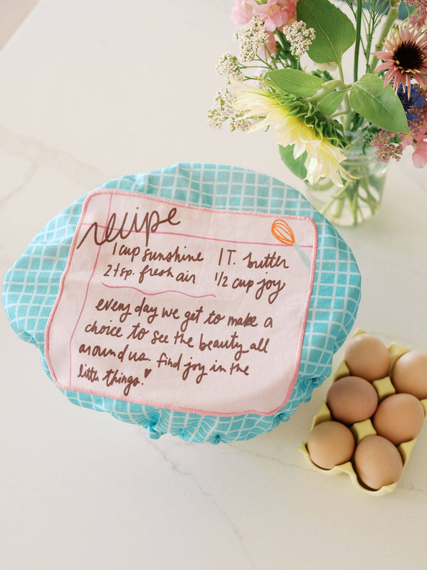 Recipe for a Happy Heart 10.5" Bowl Cover | Baking Gift