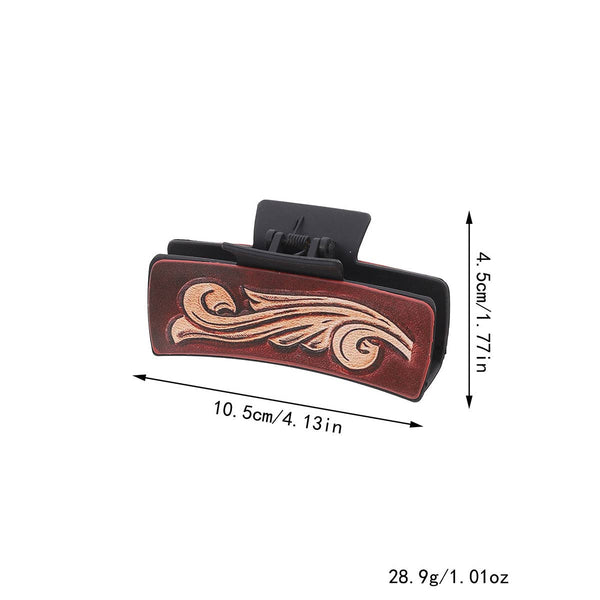 Western Cowgirl Hair Claw -Horsehair Leather Clip_CWAHA07309