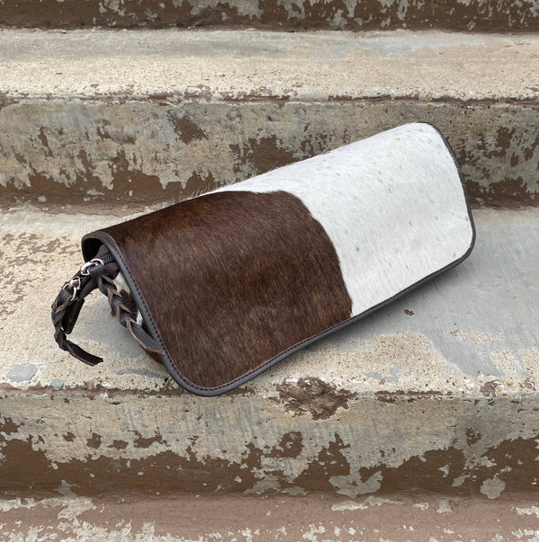 Brown Large Cowhide Makeup Bag 