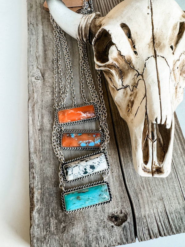 Western Semi Stone Bar Necklace