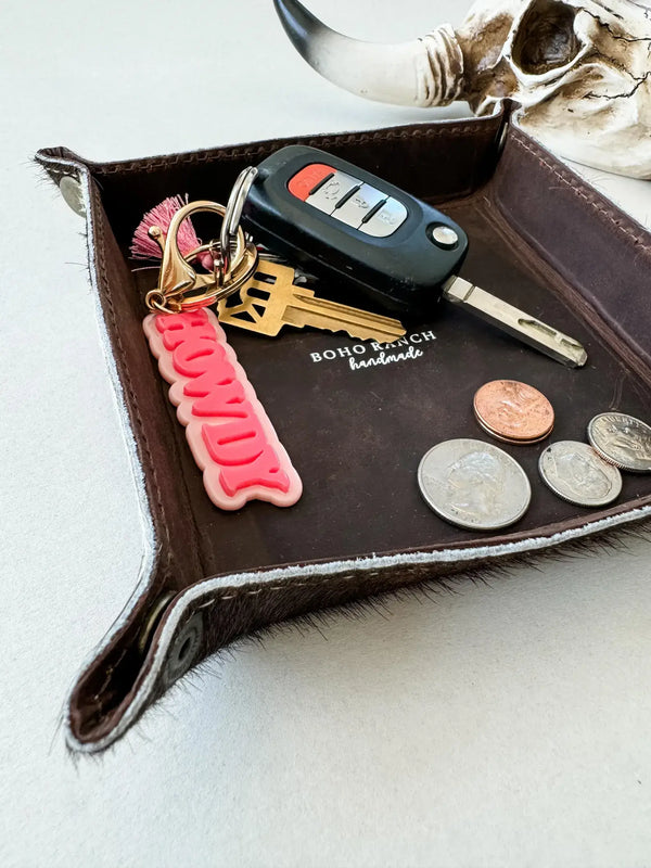 COWHIDE LEATHER TRAY - jewelry storage keys 