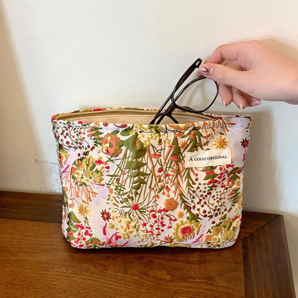 Color Block Floral Makeup Bag Travel Wash Pouch_CUAB00701