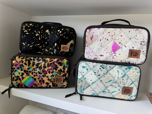 COWHIDE COSMETICS TRAVEL bag Genuine Hair On Leather makeup