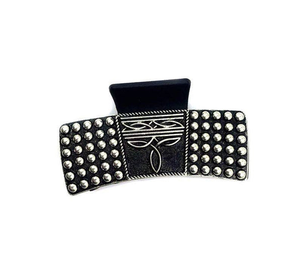 Western Boot Stitch Bubble Metal Plate Hair Claw