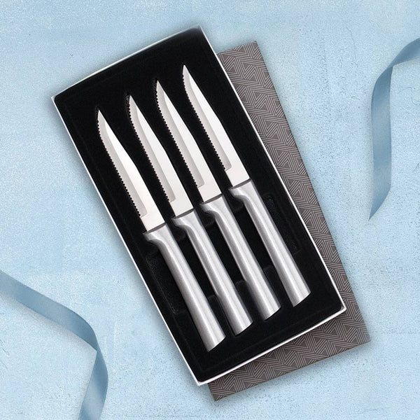 Silver Four Serrated Steak Knives Gift Set