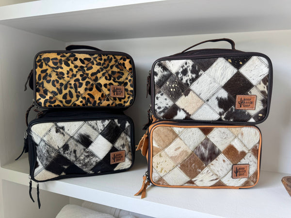 COWHIDE COSMETICS TRAVEL bag Genuine Hair On Leather makeup