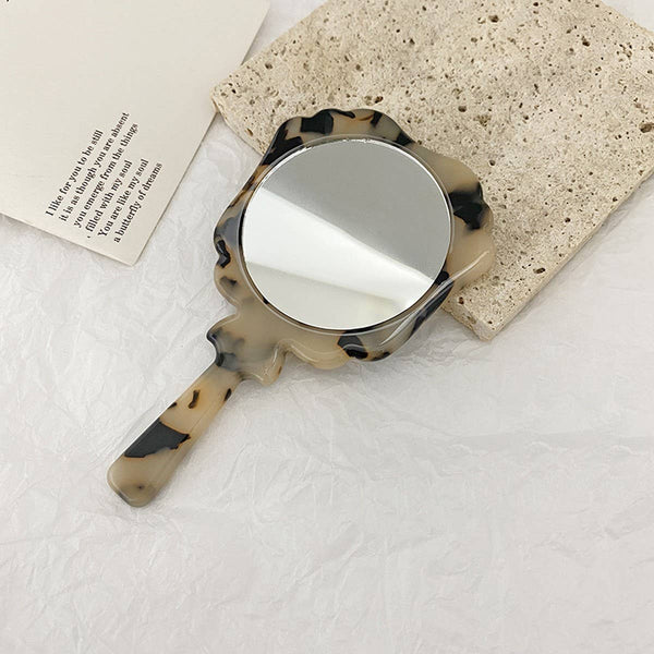 Vintage Acetate Handheld Round Makeup Mirror_CWMM6399